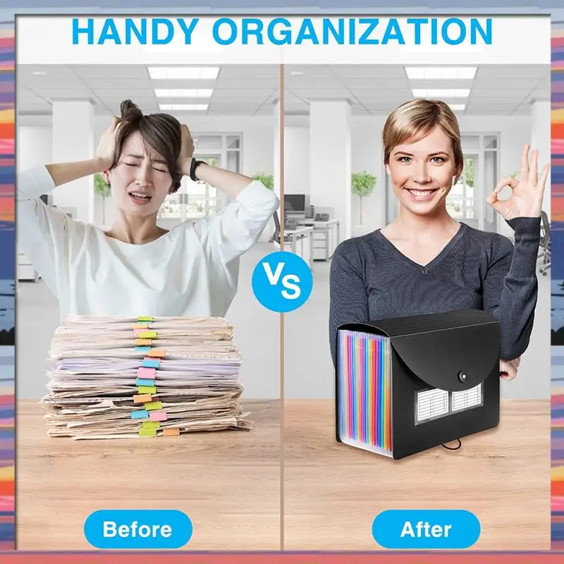 AC18 (garanti) Cartella di file espandibile a 24 tasche Cartelle a fisarmonica con etichette vuote Organizzatore di archiviazione da tavolo