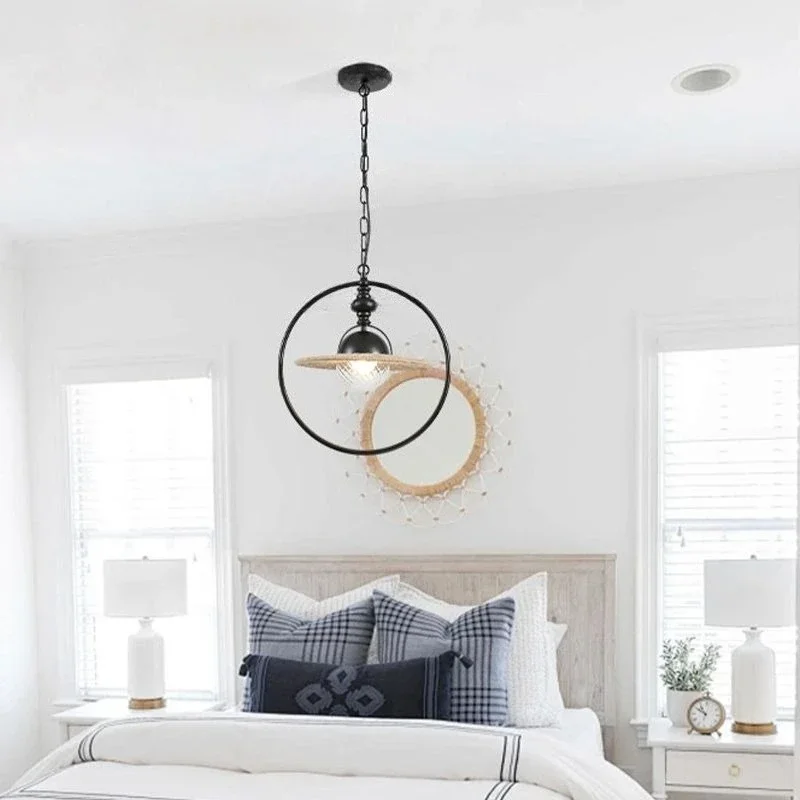 American Country Style Chandelier Rustic Woven Pendant Light for Dining Room Bedroom Study Hotel Use