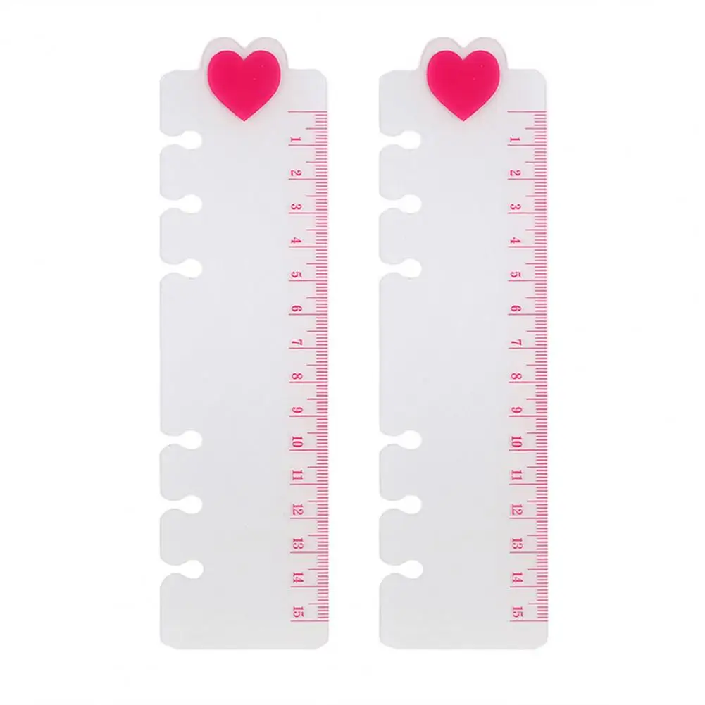 2Pcs Adorable Heart Pattern Bookmark Ruler Clear Pattern Precise PVC Scrapbook Ruler for Students