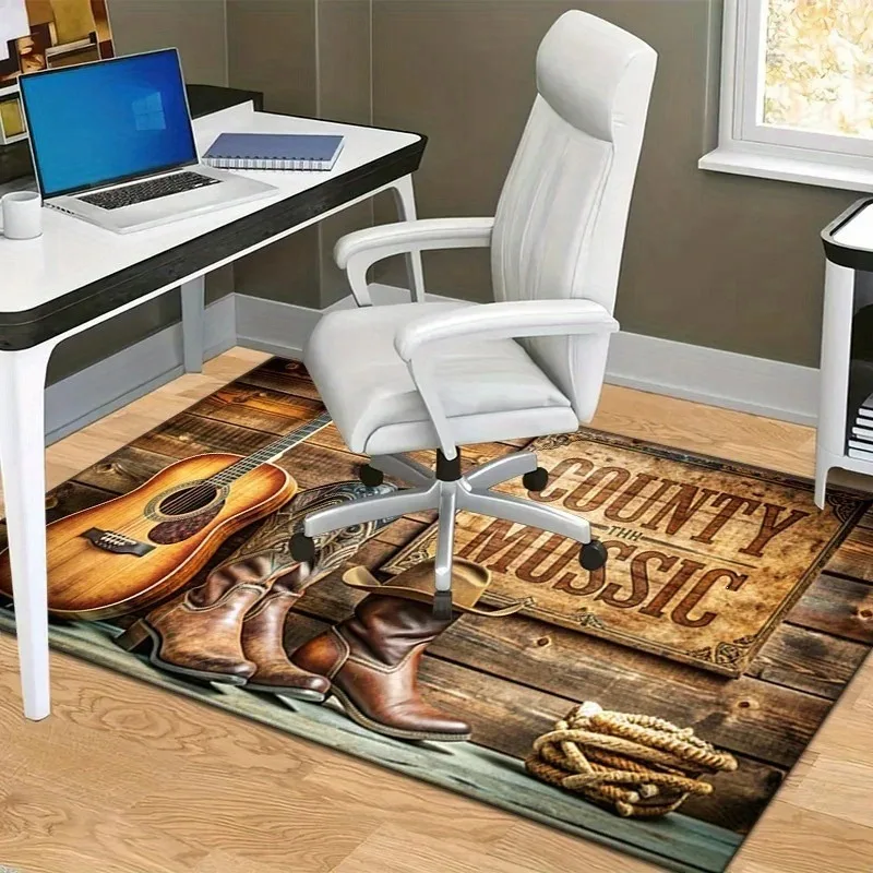 Vintage Cowboy Guitar Music Flannel Doormat Non Slip Floor Mat Retro Western Decor Home Rug Entryway Carpet Bedroom
