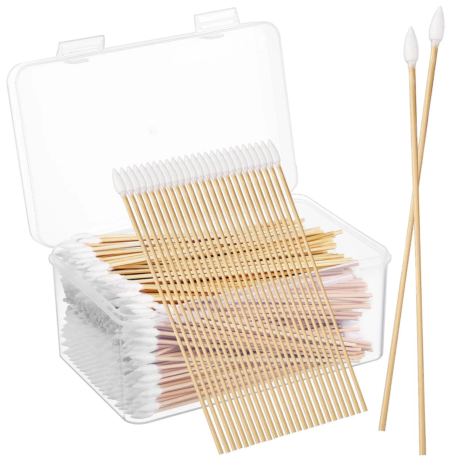 500本入り精密綿棒、先端が尖ったタイプ、メイク直し、耳掃除、ネイルアート、キーボードのディテール作業用綿棒