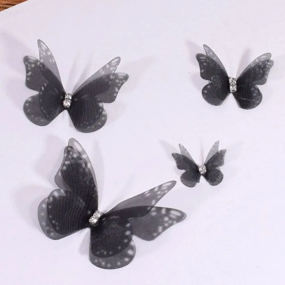 50 Stück doppellagige Schmetterlingsapplikationen, durchscheinend, 3D-Chiffon-Schmetterling, DIY handgefertigt, verträumte Kleidung, Nähen, Aufnäher