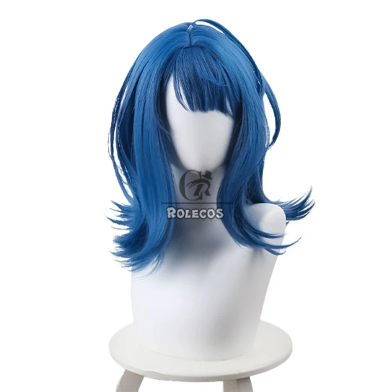 ROLECOS Muito Perder Heróis! Anna Yanami Cosplay Perucas Anna Yanami 40 cm Curto Azul Cos Peruca Resistente ao Calor Cabelo Sintético