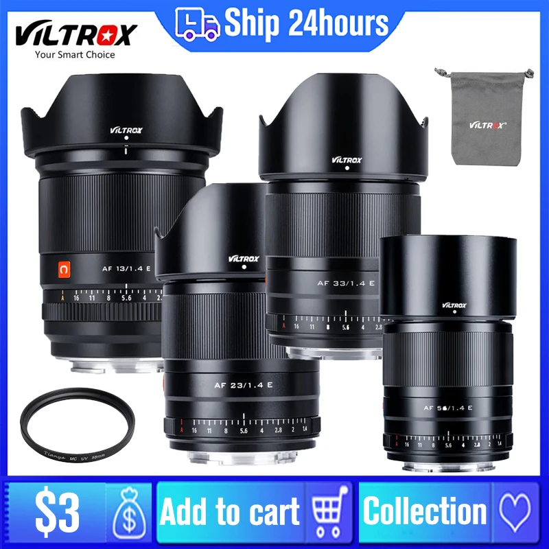 

Viltrox 13mm 23mm 33mm 56mm F1.4 Auto Focus Lens Ultra Wide Angle APS-C AF Lense for Sony E Mount Camera ZV-E10 a7R A7 III a6600