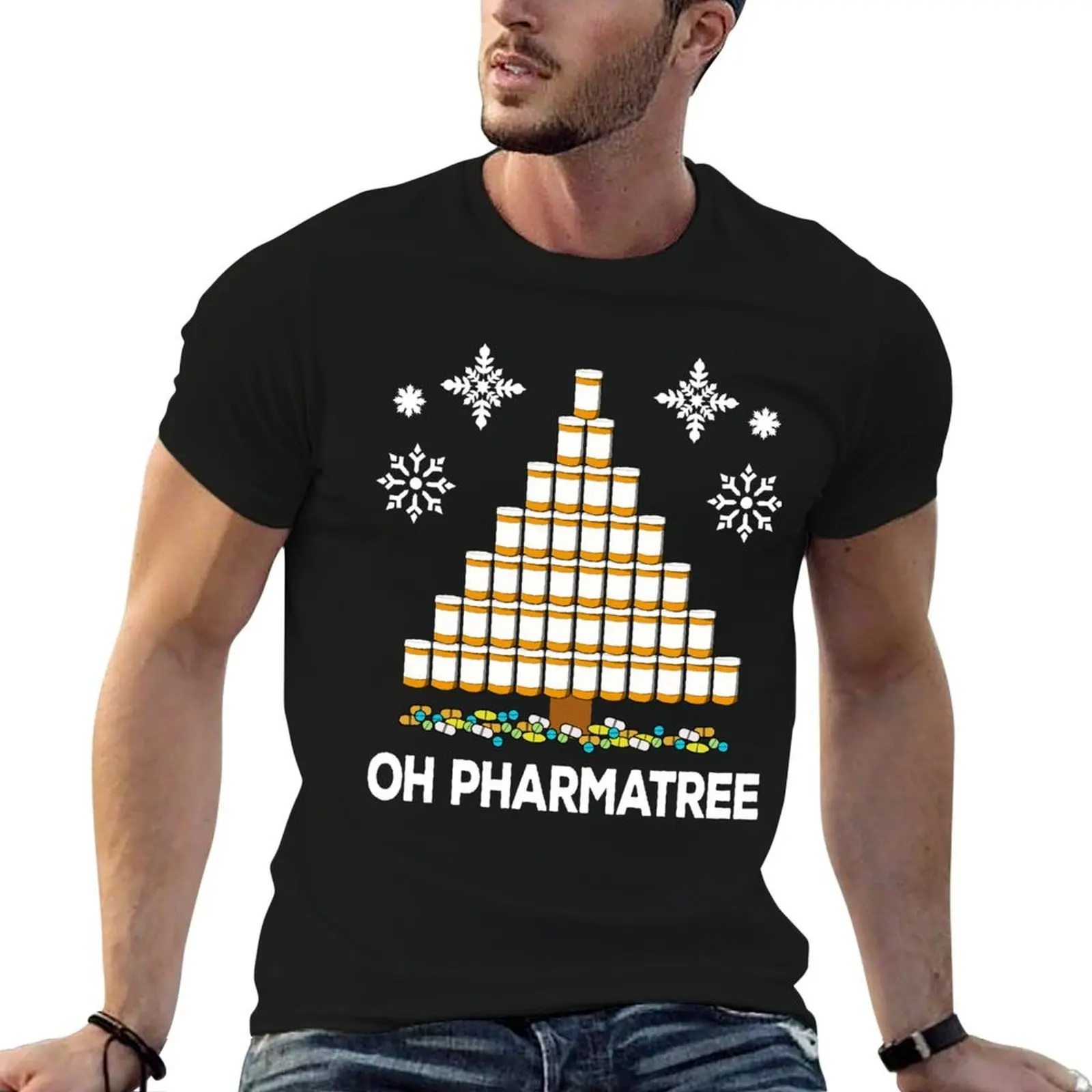 Pharmacy Christmas Tree Medication Pharmacist Gift Idea T-Shirt man tshirt T-Shirt