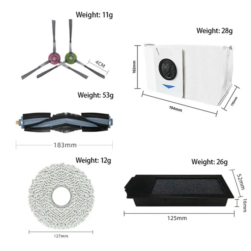 

ABZD для Ecovacs Deebot X1S PRO Omni Turbo: аксессуары для пылесоса, основная щетка, салфетка для влажной уборки, HEPA-фильтр, мешок для сбора пыли, запчасти