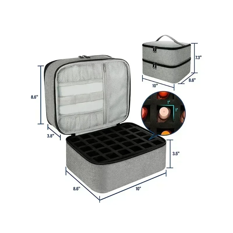Double Layer 30 Nail Polish Storage Bag Essential Oil Bag Portable Cosmetic Nail Care Kit Nail Care Tool Storage Box Compartment image 6