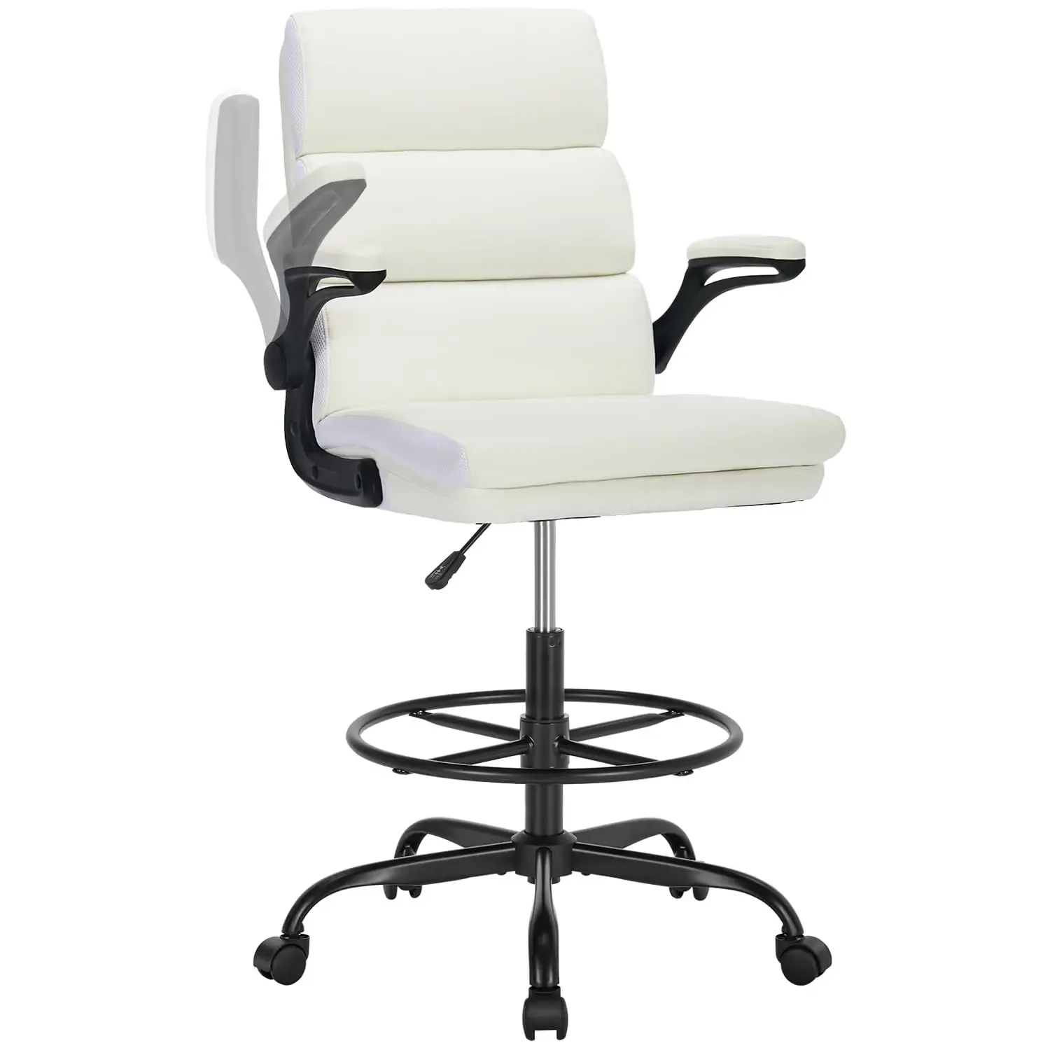Drafting Chair, Tall Office Chair with Footrest for Standing Desk | 3-zone backrest and dual-layer cushion add comfort
