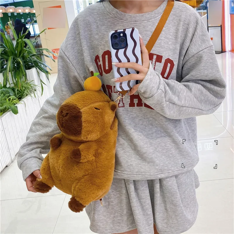 Dolphin Backpack Kapybara Cute Plush Shoulder Bag Dual Purpose Shoulder Bag Cute Water Dolphin Doll Handle Mini Backpack Bags