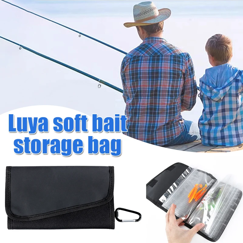 

Fishing Lure Storage Wallet Waterproof Bait Bag Fishing Tackle Bag With Carabiner Soft Bait Case Fishing Rig Bag TackleAccessory