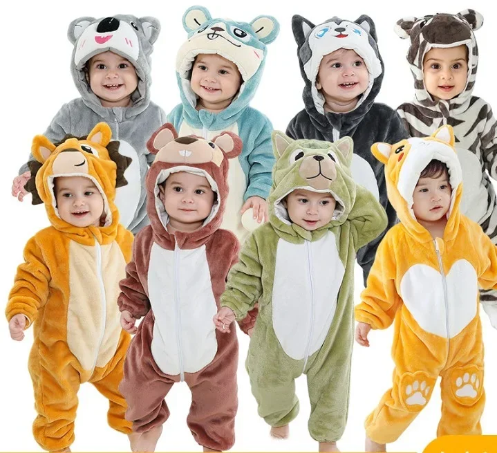 Neue Baby Overalls Kinder Tier Koala Zebra Hamster Cosplay Growings Kostüm Kleinkind Winter Flanell Overalls Halloween Cosplay