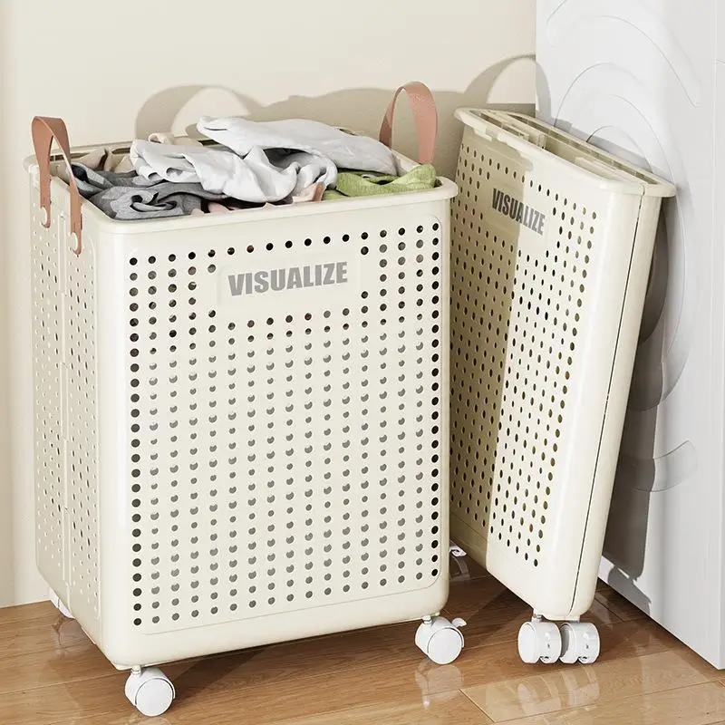 Large Capacity Folding Dirty Clothes Basket with Wheels