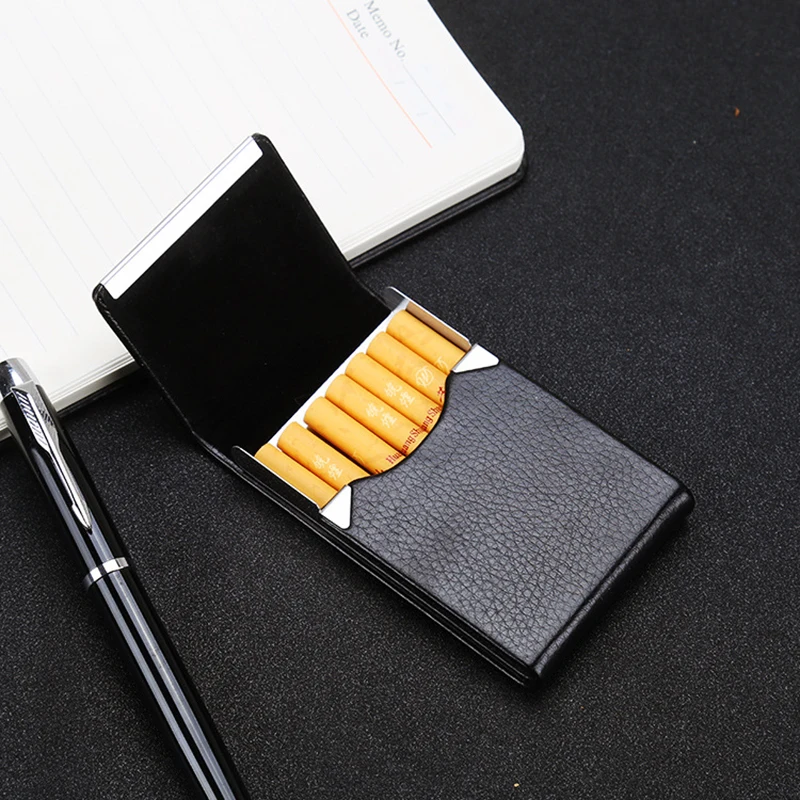 Flip Leather Cigarette Case Fashion Magnet Adsorption Card Storage Box Smoking Accessories