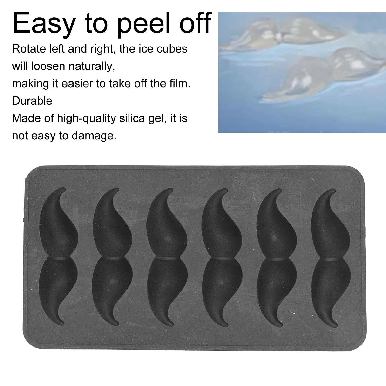 1 قطعة قالب سيليكون على شكل شارب مرن غير لاصق علبة ثلج سهلة الإصدار نظيفة للمنزل الصيف المطبخ المشروبات دائم أسود #3