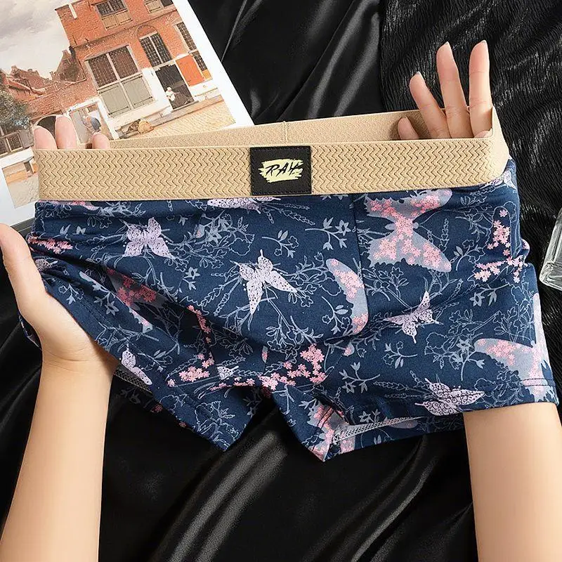 

Удобные свободные дышащие мужские боксеры из 95% хлопка с принтом, трусы-шорты, дышащая мужская нижняя одежда