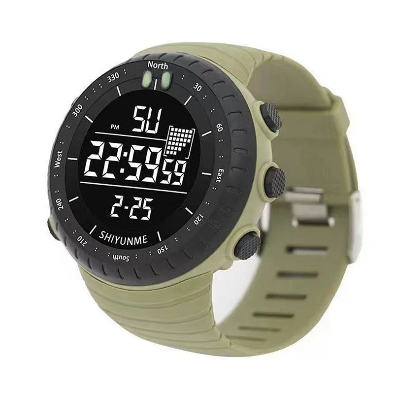 Reloj deportivo Digital para hombre, cronógrafo táctico con esfera grande, color caqui, resistente al agua, electrónico, Led, a la moda