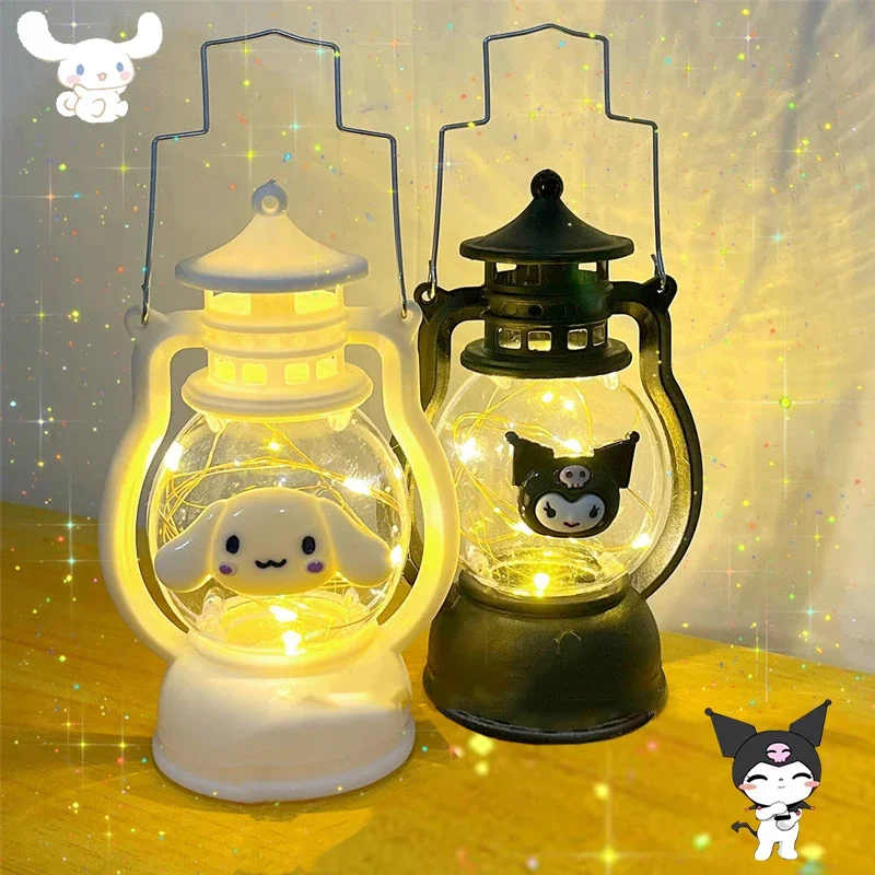 Hello Kitty Kuromi Night Light Retro Travel Kerosene Lamp Oil Light Portable Lantern Vintage Photo Props Camping Street Lights