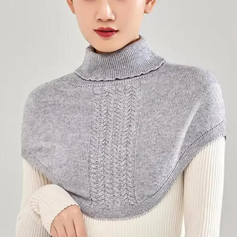 

Women Wool Knitted Ring Scarf Winter Turtleneck Neckchief Warm Soft Cashmere Short Wraps Korea Fashion Fake Collar Girl