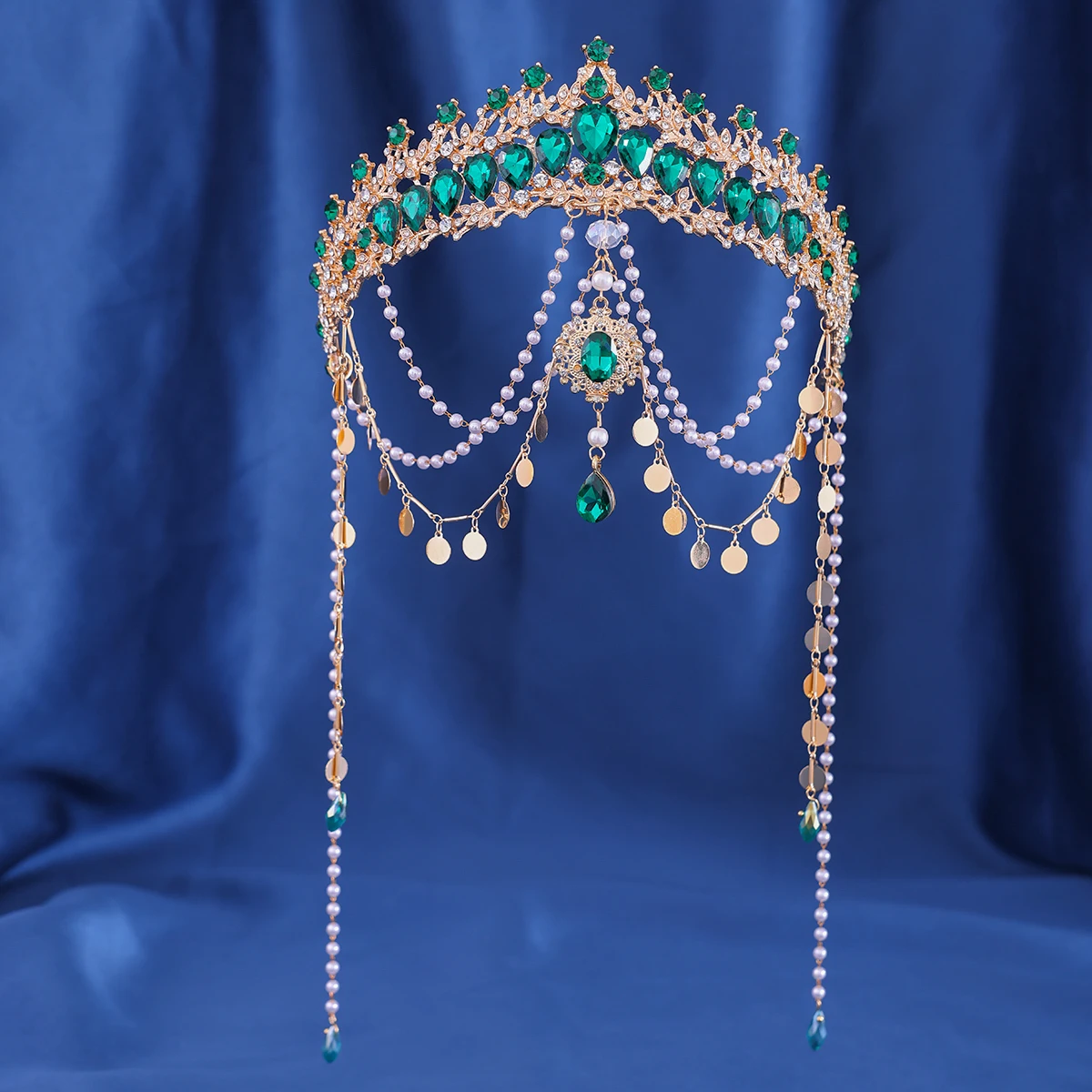 Fashion Gold Silver Color Tassel Tiara Crown For Wedding Hair Accessories Crystal Rhinestone Forehead Party Gift Princess Diadem image 5