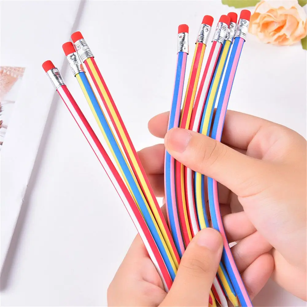 20pcs Christmas Colorful Magic Bendy Flexible Soft Pencil with Eraser Pen Kawaii School Student Stationery Writing Supplies