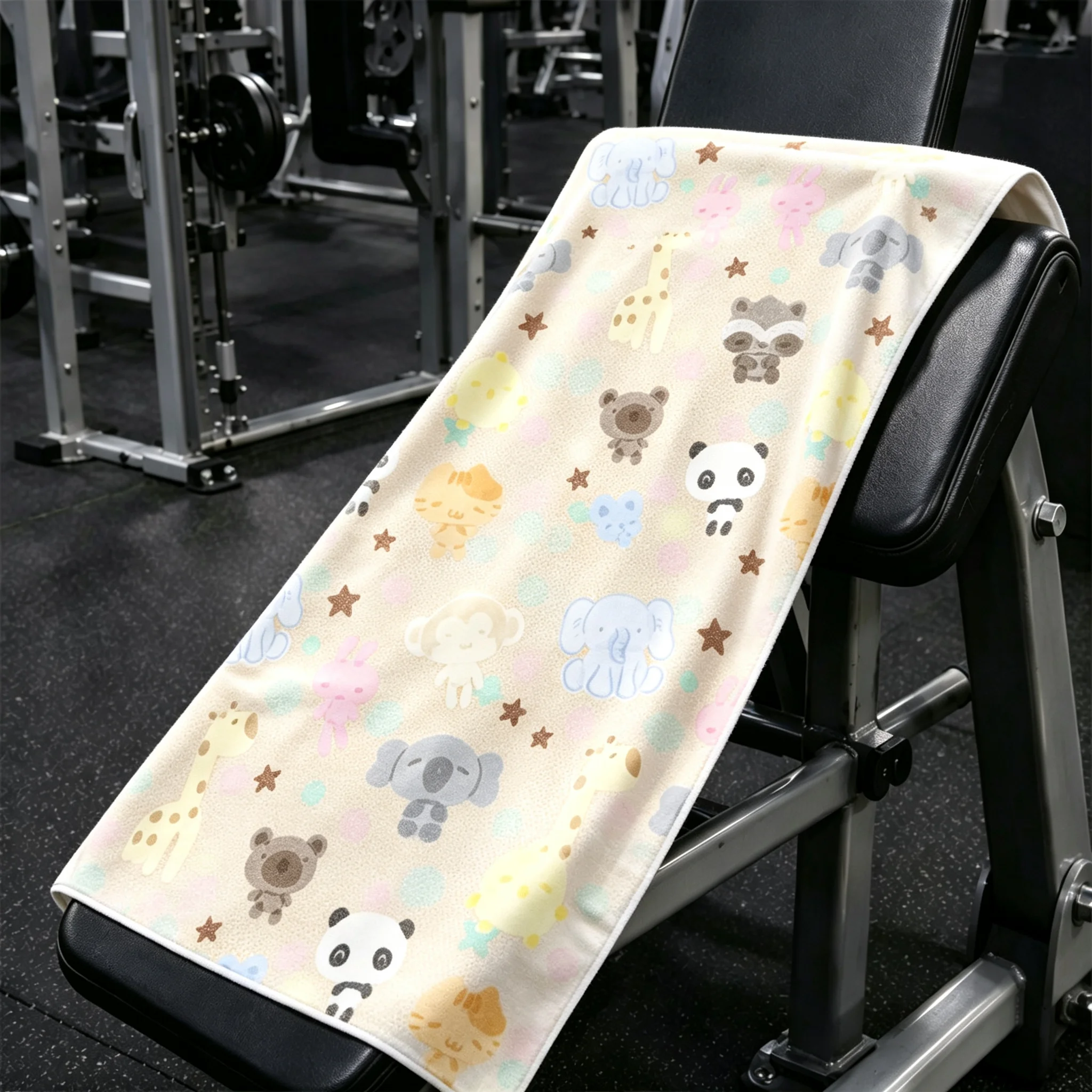 Cute Cartoon Animal Print Gym Towel Soft Microfiber Quick Dry Sports Sweat Towel Portable Fitness Towel for Yoga Workout