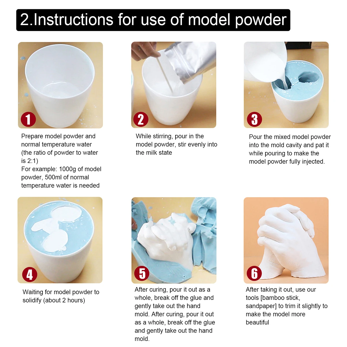 Hands Mold Casting Kit DIY Plaster Statue Molding Kit Clone Powder Model Powder Preserve Memories For Baby Wedding Couples Gifts
