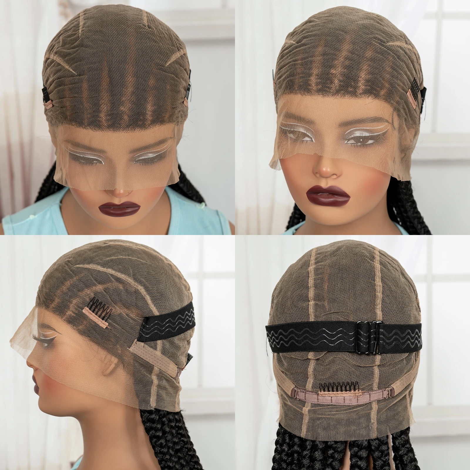 32In Full Lace Cornrow Braided Wigs Synthetic Braiding Hair Wigs Knotless Lace Frontal Braids Wig with Baby Hair for Black Women image 6