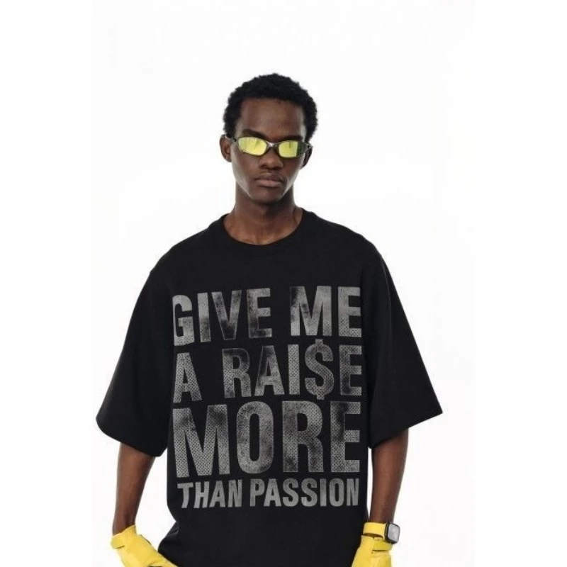 

Американская модная уличная одежда, хлопковая футболка с короткими рукавами и буквенным принтом для мужчин и женщин, универсальный летний топ большого размера Y2k