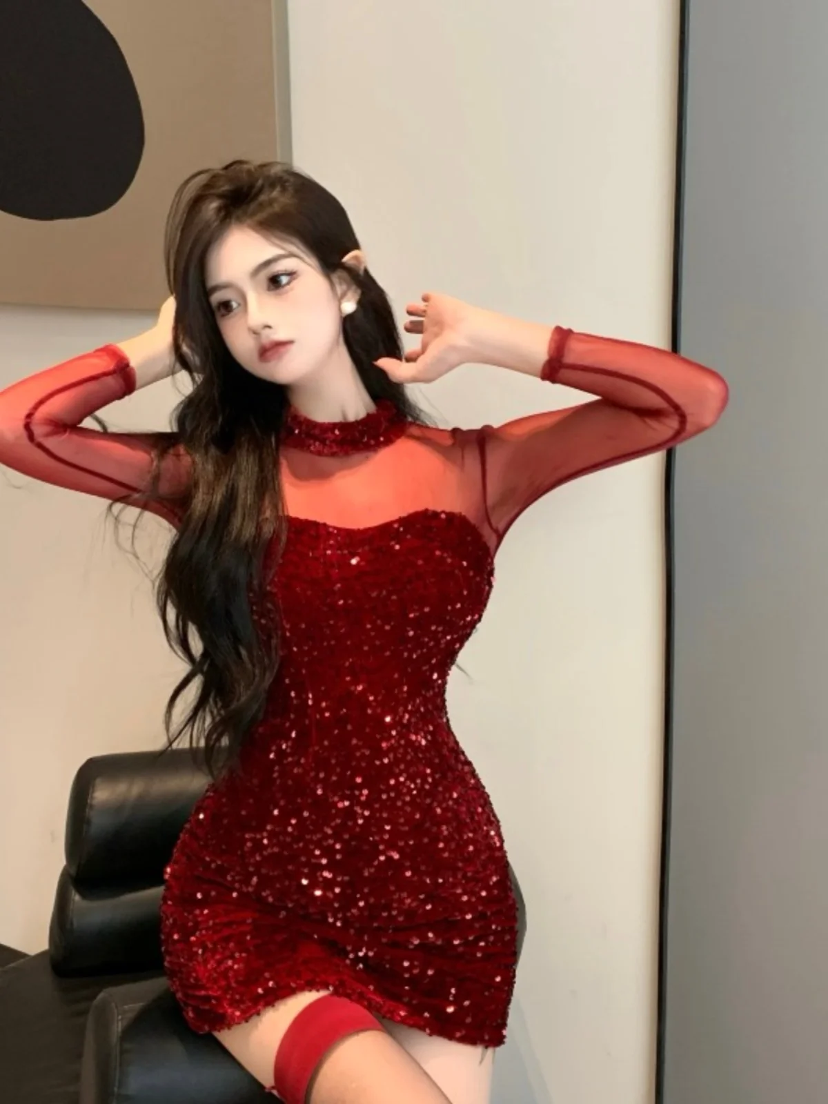 Sexy camada de base dr me splice glitter envoltório magro ort saia novo outono 2025 feminino faion godd sle roupa interior