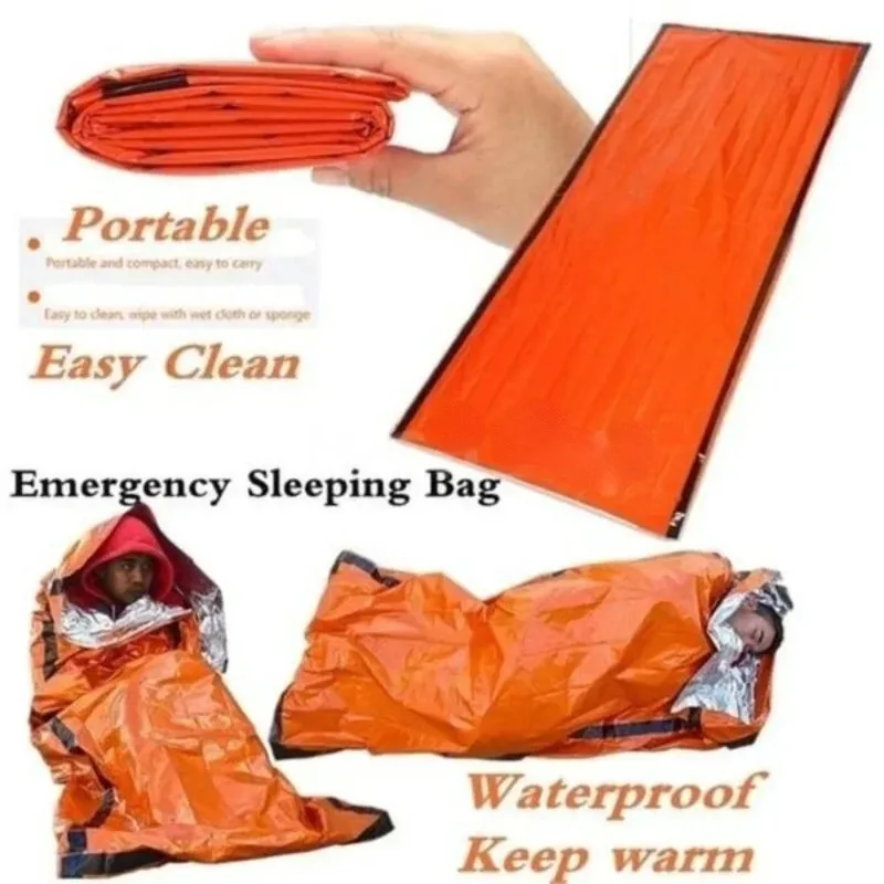 1pc PE Emergency Blanket Insulation Sleeping Bag Outdoor Camping Emergency Shelter Survival Gear Thermal Reflective Mylar Bag