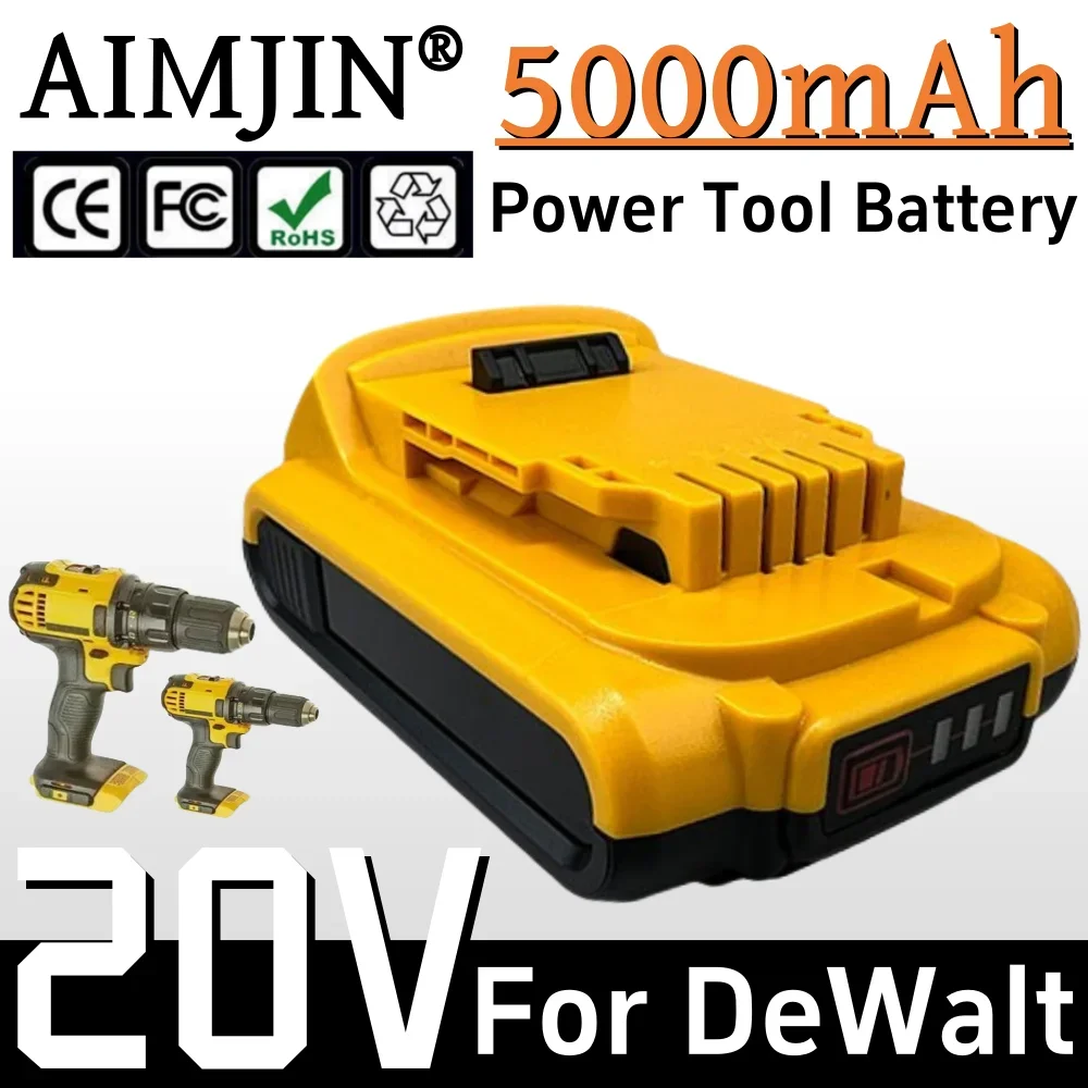 

20V 5000mAh DCB203 Lithium Battery Replacement for Dewalt Max DCB200 DCB205 DCB206 DCB184 DCB201 18 Volt Power Tools