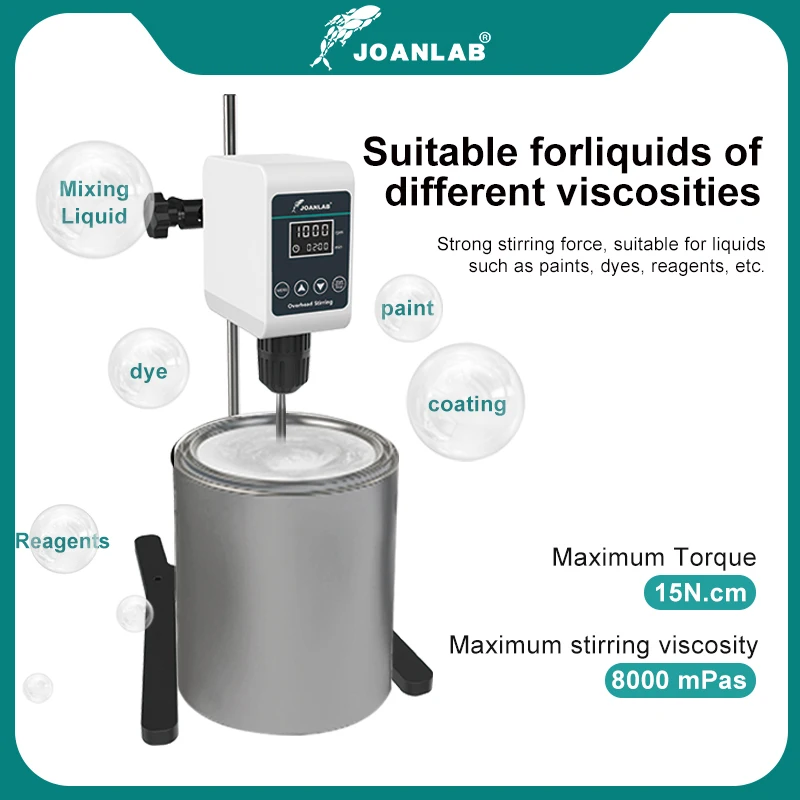 JOANLAB 교반기 실험실 디지털 디스플레이 오버헤드 교반기 전기 믹서 실험실 장비 5/10L 1200rpm 110/220V OS-10S