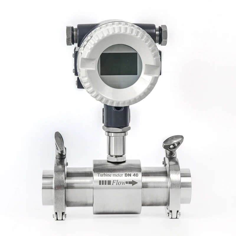 OEM 4-20mA RS485 DN5 DN20 Clamp Connection Turbine Flowmeter With Pulse Output for Coconut Oil 3/4'' Thread and Milk Coupling