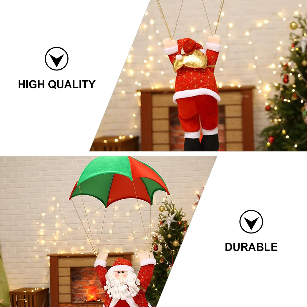 Skydiving Santa Child Plush Figure Toys Christmas Hanging Ornament Cloth Claus Parachute Decor