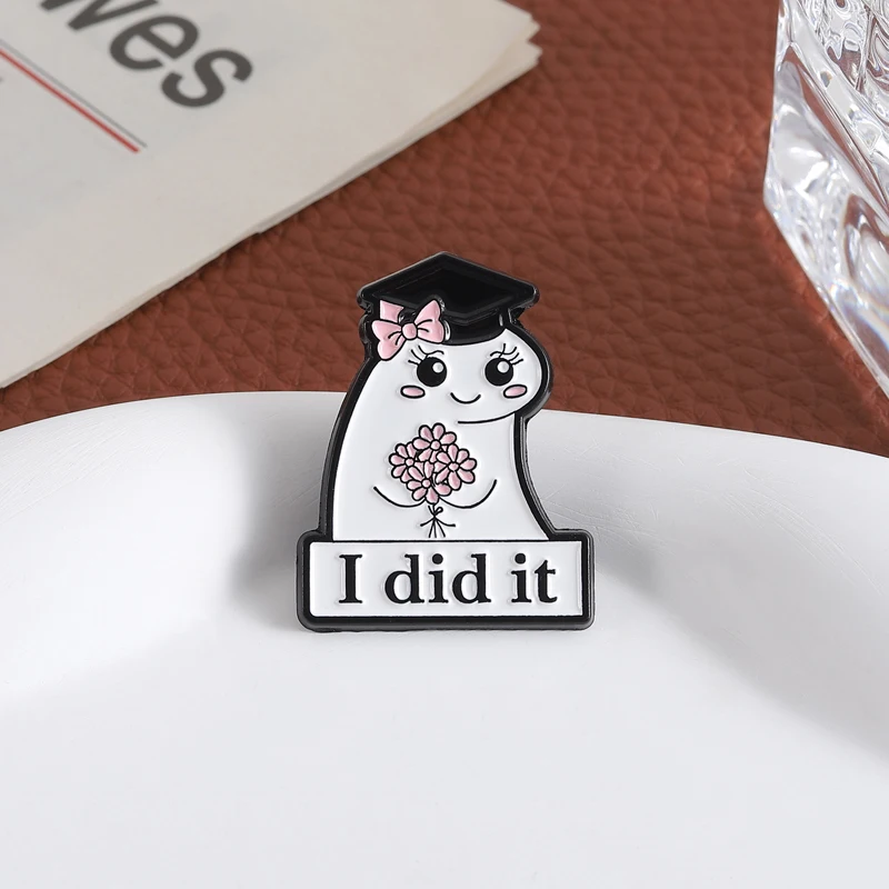 I Did It-Alfileres esmaltados, broches florales graduados Flork Meme, insignias, Pin de solapa, accesorios, regalo para estudiantes y amigos
