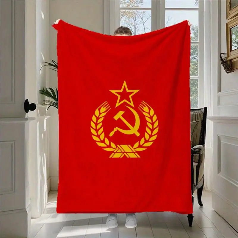 Soviet Hammer & Sickle Blanket – Modern Comfort for Home, Office, Bed, Sofa, Travel – All-Season Use
