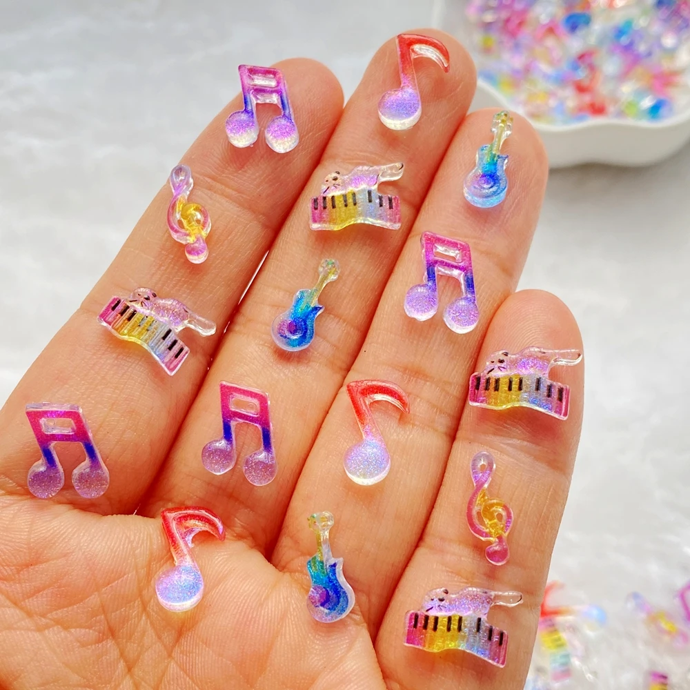 50Pcs Mixed Nail Art Resin Mini Shiny Colorful Music Talisman Charms Rhinestones DIY Craft For Nail 3D Decorations Jewelry