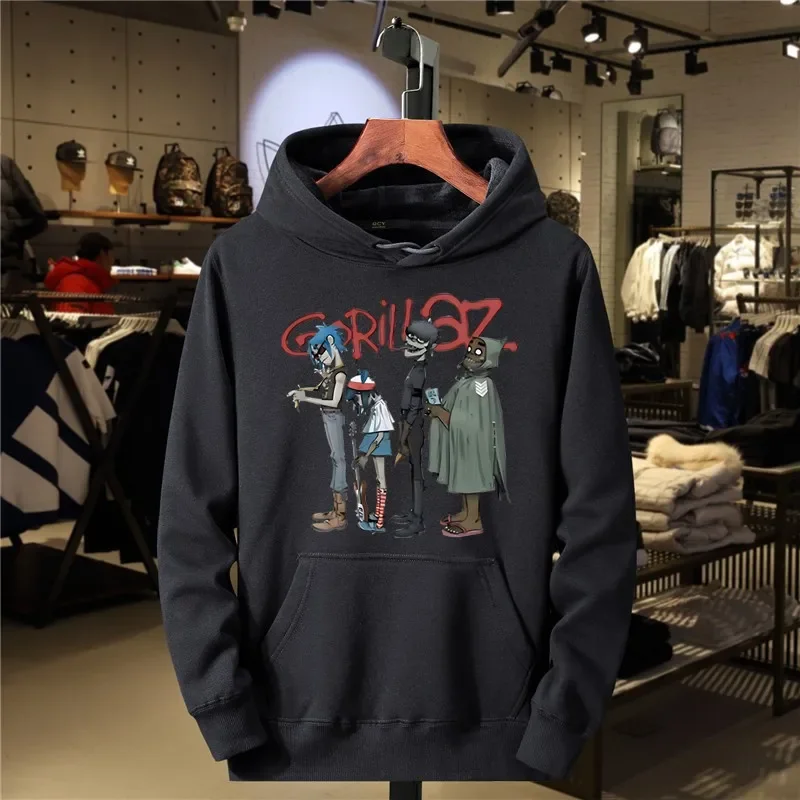 Music Band Gorillaz PUNK ROCK Sweater Men Cartoon Pattern Hooded Top Leisure and Trendy Clothes Vintage Y2K Clothing