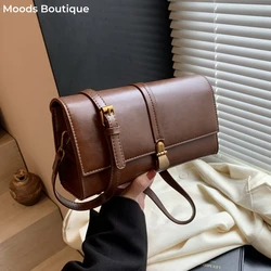 MOODS Retro Flap Crossbody Messenger Bags For Women PU Leather Pure Color Small Square Shoulder Bag Designer Handbag Luxury 2025