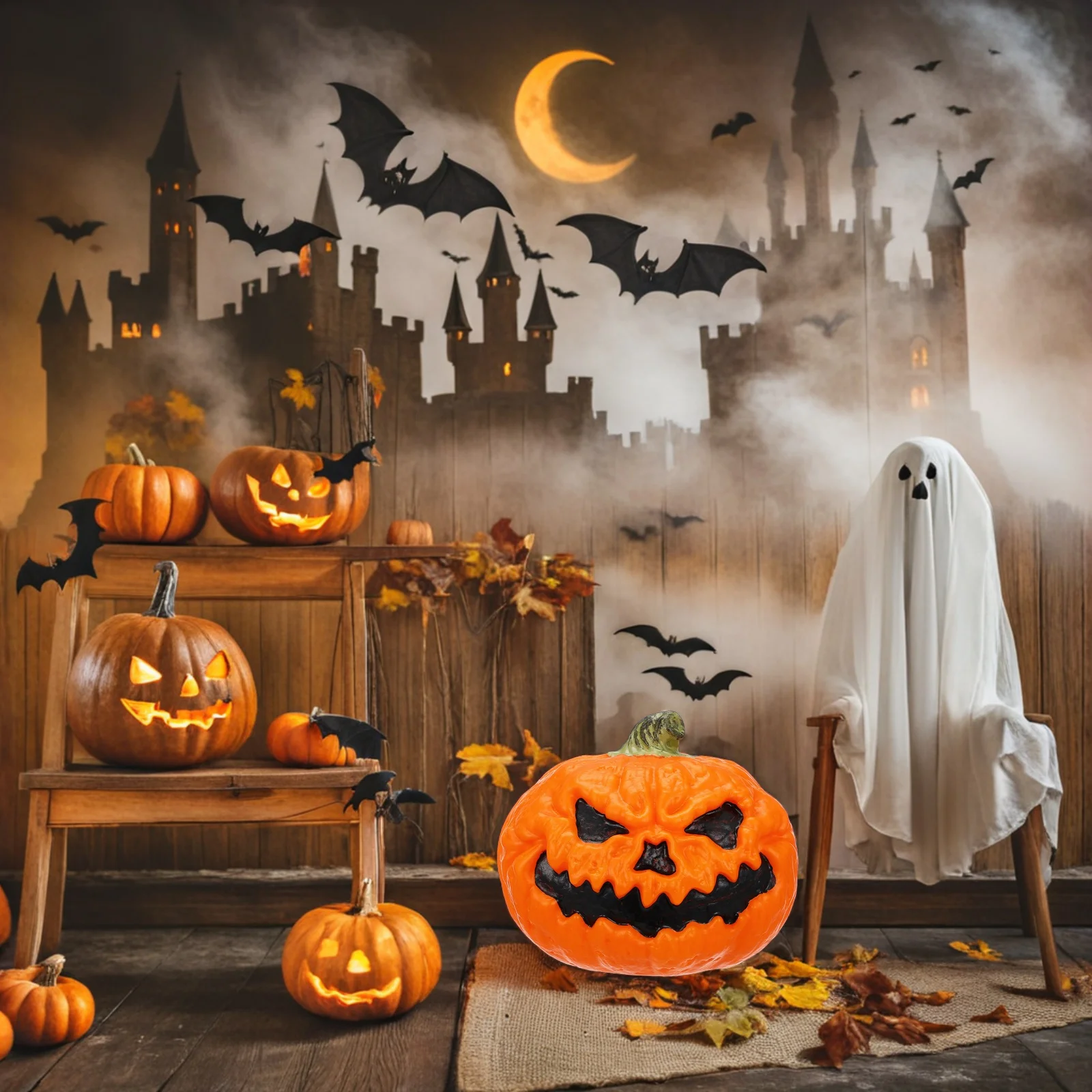 

Led Light Up Pumpkin Decoration Hollow Design Halloween Spooky Lamp For Indoor Outdoor Party Garden Tabletop Decor