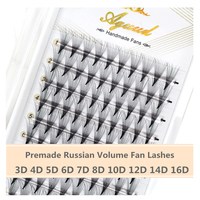 AGUUD Lashes Premade Narrow Fans 3D/5D/6D/8D/10D/12D Thin Stem Pointy Base Russian Volume Fan Eyelash Extensions Faux Mink