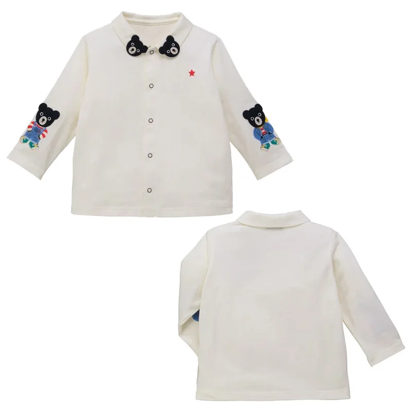 Kids Long Sleeve Shirt Inner Wear Korean Cartoon Little Black Bear Cute Top for Boys & Girls Soft Cozy Spring Autumn Layering