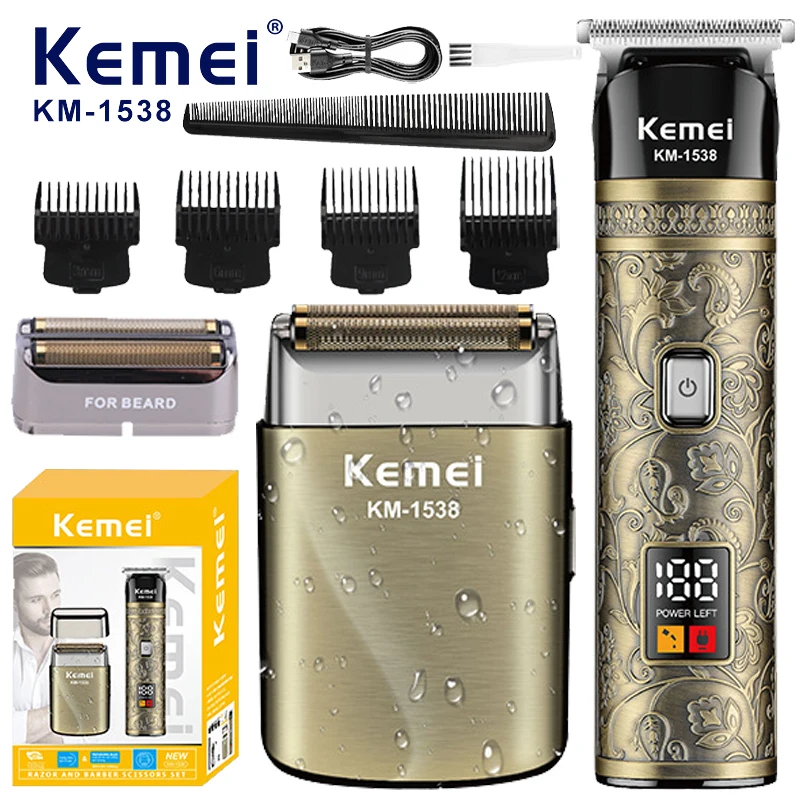 

Kemei Electric Razor Foil Shavers for Men Cordless Professional Beard Trimmer for Men Grooming Kit Barber Clippers Hair Trimmer