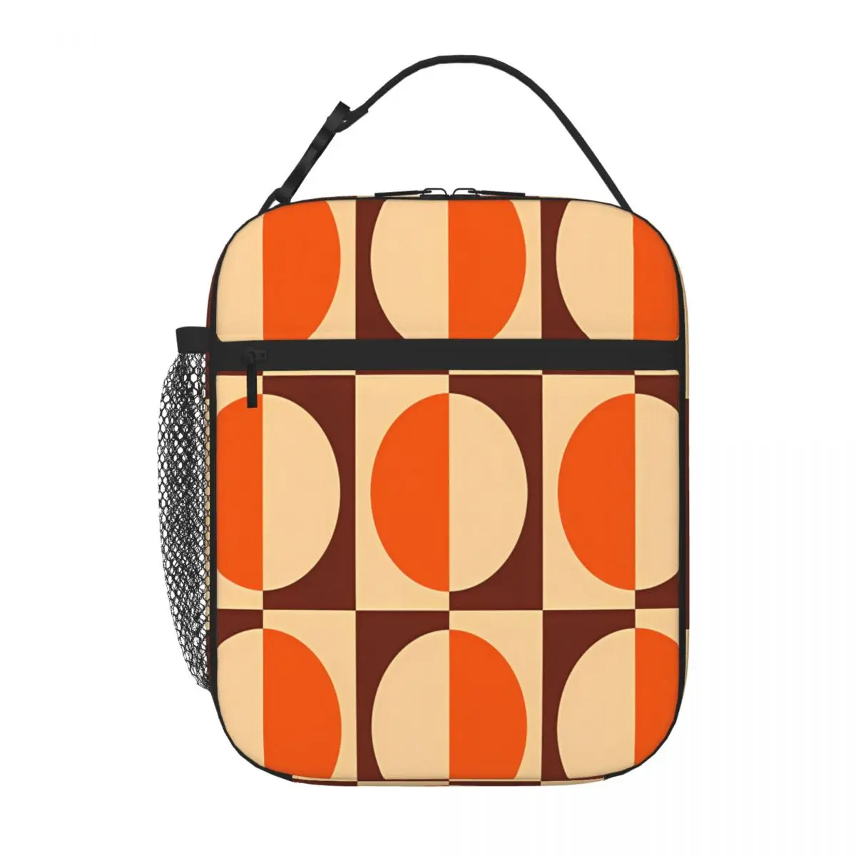 Bestselling Retro Geometric Half Square And Circle Pattern Patchwork Nylon Lunch Bag Wilderness Camping Food Cooler Bag