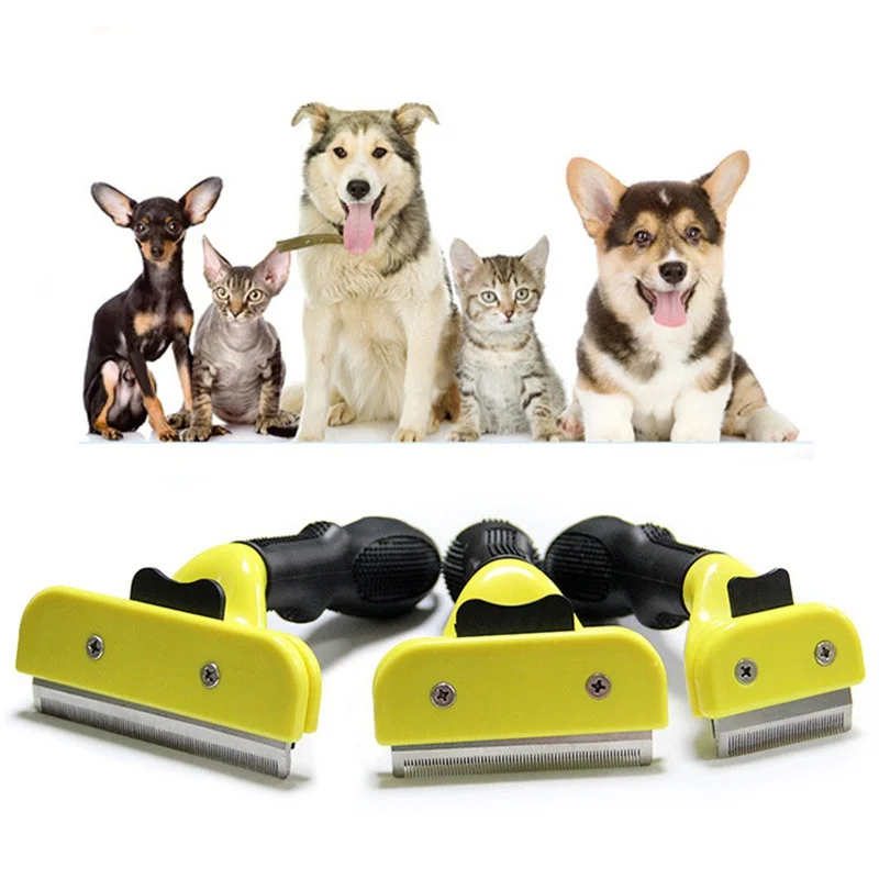 1Pc S/M/L Yellow Pet Hair Brushes for Dog Cat Small Animal Grooming Comb Tickle Fur Cleaning Brush Hair Clipper Tools Furmines