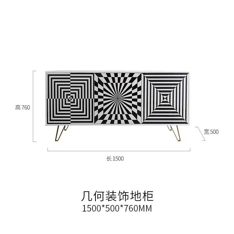 

Simple modern entrance art painting retro storage top home decoration floor cabinet small dining side