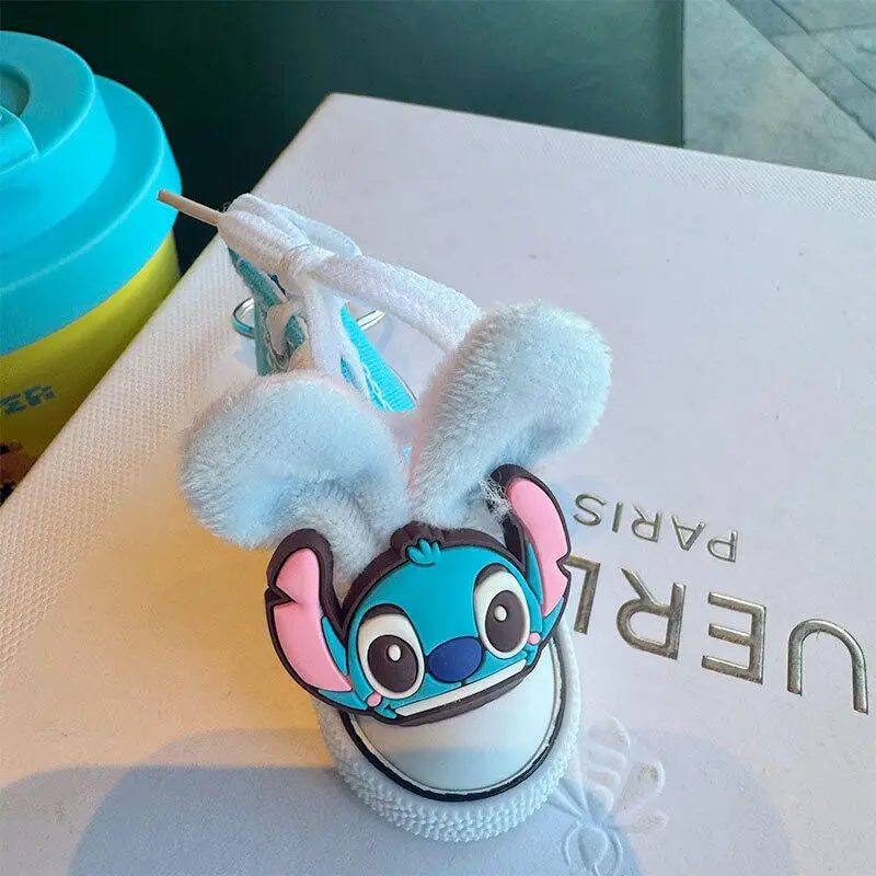 Disney Lilo&stitch Stitch Creative Ears Canvas Plush Cute Shoes Keychain Small Shoes Mini Keychain Backpack Decoration Boy Gift