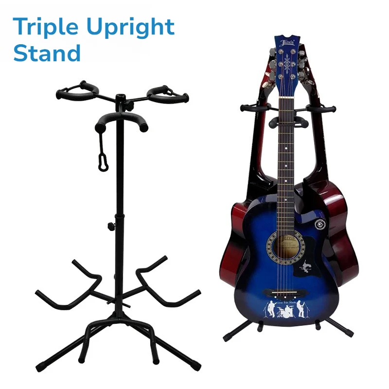 

Triple Head Upright Guitar Stand Stable Durable Adjustable Detachable Lightweight Guitar Support Musical Instrument Accessories