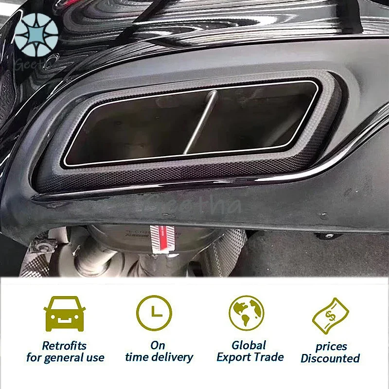 

For 1 Pair Suitable for Mercedes-Benz C-Class W205C200C260 Exhaust Pipe Modified C63 Carbon Fiber Four-out Square Tail Thro