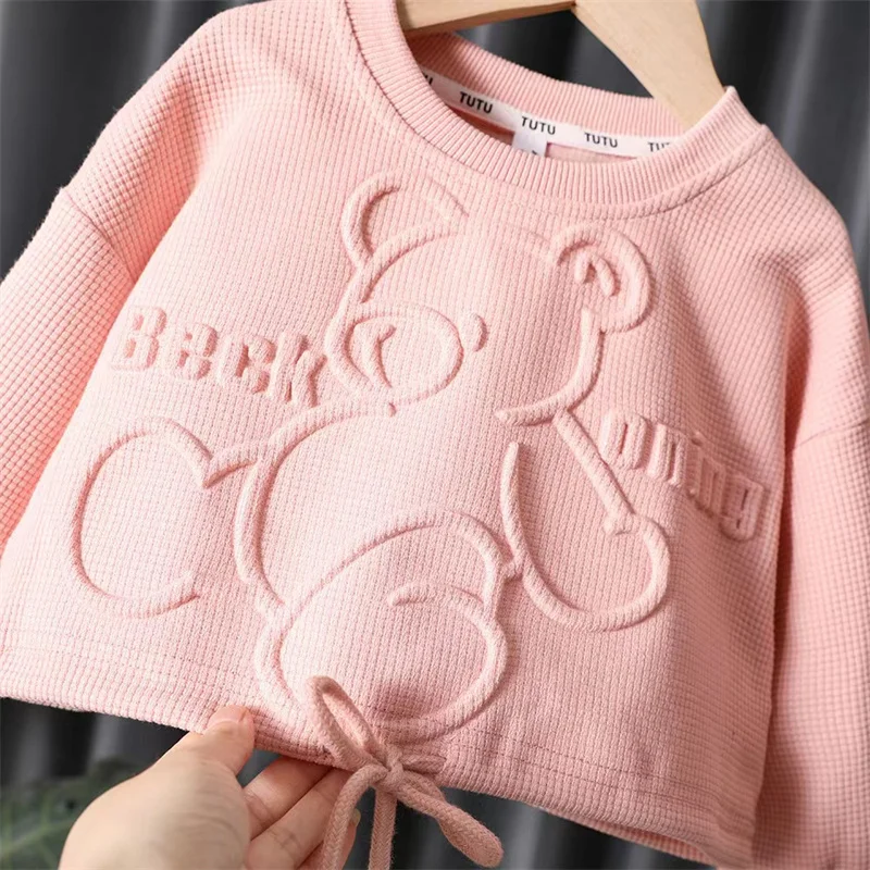 Kids Cartoon Steel Print Sweatshirt+Pants 2 Pieces Set Autumn Girls Pullovers Baby T-Shirts Cotton Sports Casual Clothing 2-8 Y
